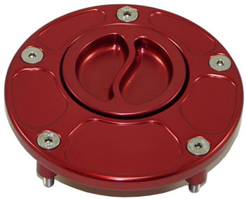Gas Cap Red Color Red Engraving No Style 3 bolts Type Regular | ID A4284R