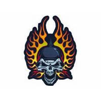 Flame helmet skull 9inx12 5in patch | ID LT30005