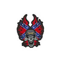 Rebel flame skull 10x12 5in patch | ID LT30007