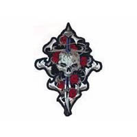 Skull dagger rose patch large 12x9in | ID LT30060