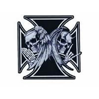 Angel devil iron cross 11x12in patch | ID LT30174