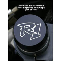 Black Anodized 2004 2006 YZF 1000 R1 Engraved Fork Caps | ID 965